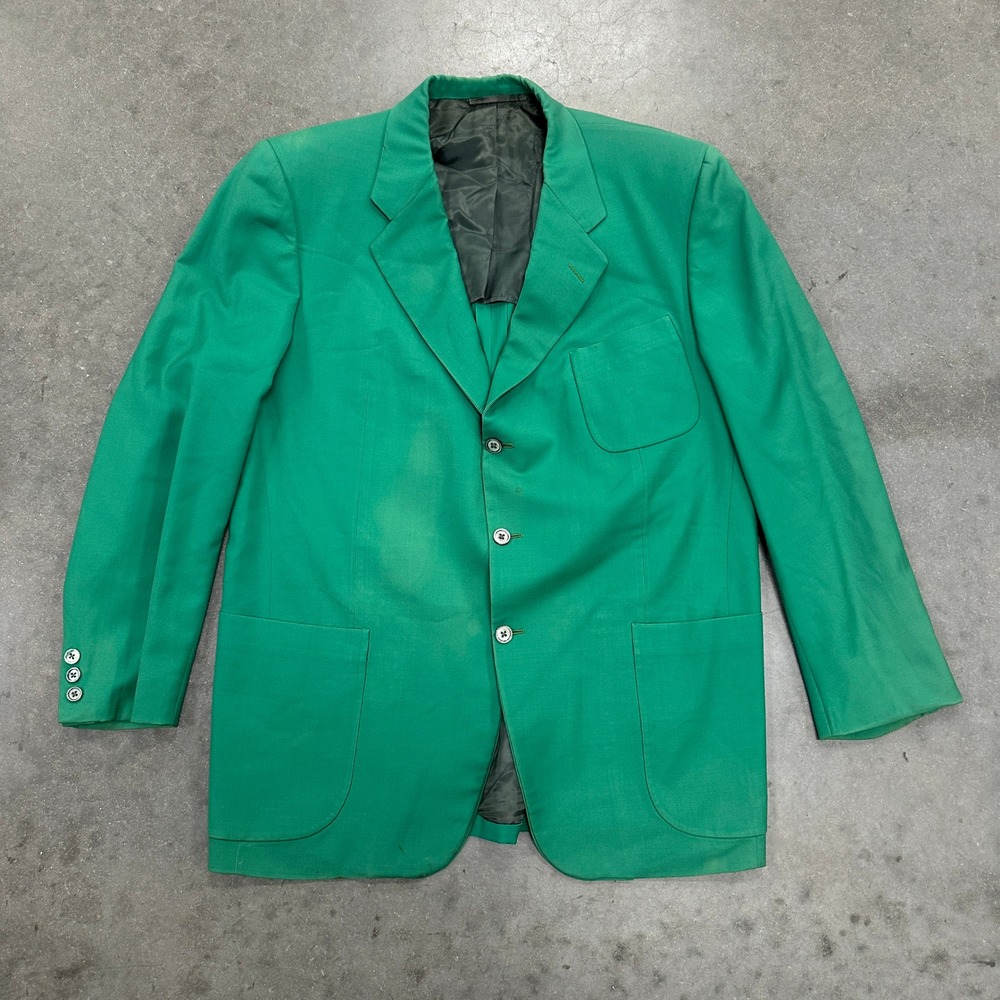Vintage Hickey Freeman Maus & Hoffman Green Blazer Sport Coat Mens 44 Tailored